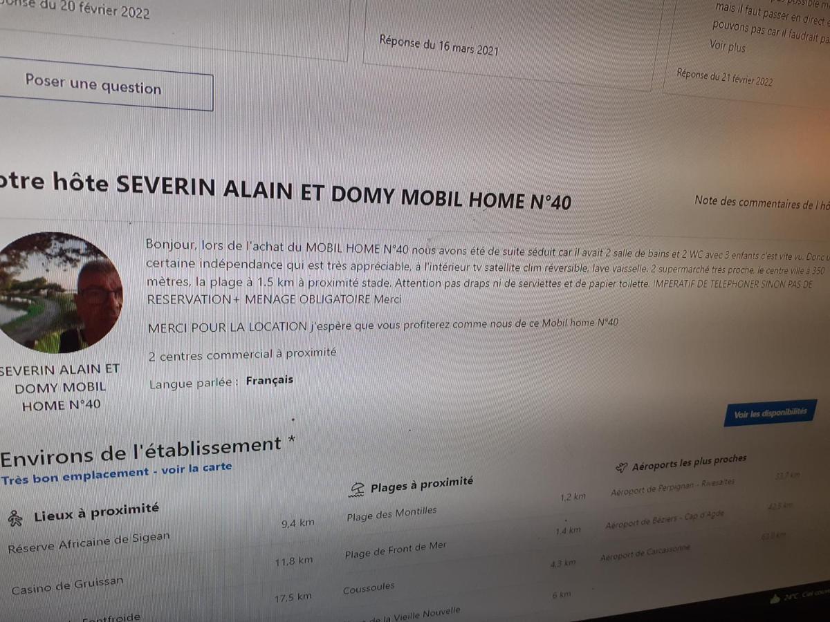 Mobilhome Agreable Sans Draps Ni Serviettes * Port-la-Nouvelle